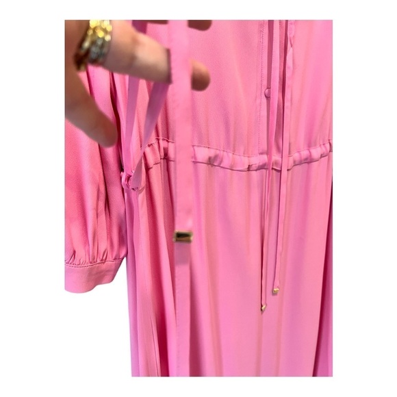 Marella MaxMara Italian Silk Blend Petal Pink Tiered Ruffle MIDI Robe Dress 10 - Picture 7 of 16